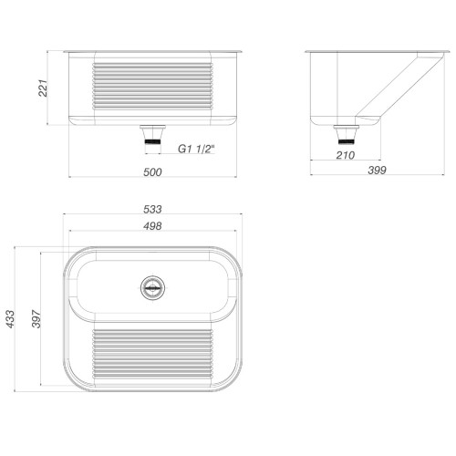 Tanque Deca 50x40cm Quadratta Inox