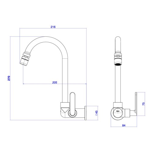 Torneira Deca de Parede para Cozinha Flex Plus Cromado