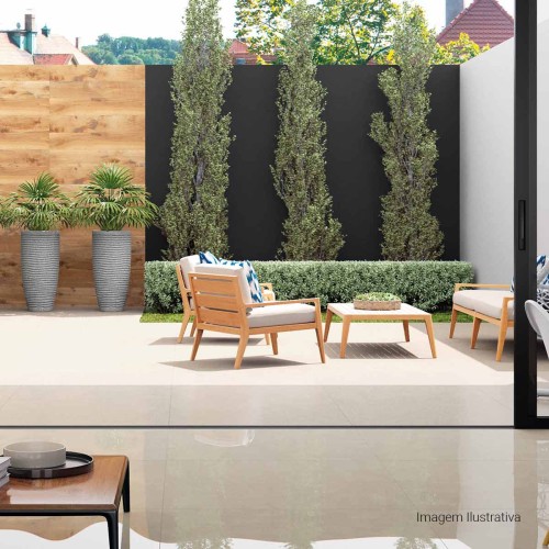 Porcelanato Acetinado Cimentício 90x90cm Bege - Portinari Downtown Hd Al Esmaltado Retificado