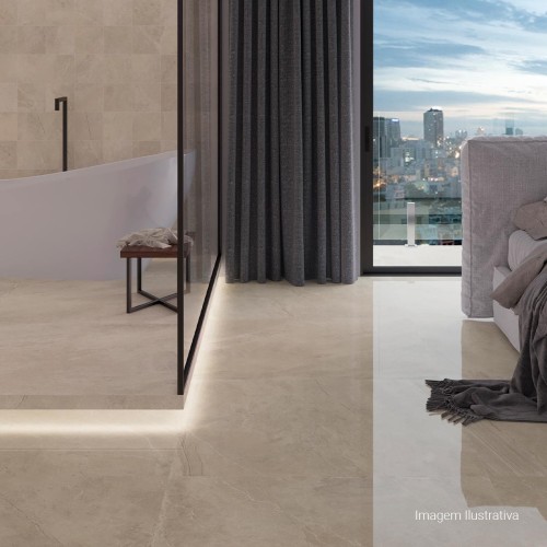 Porcelanato Pedra Hard 120x120cm Bege - Portinari Scultore Be Esmaltado Retificado