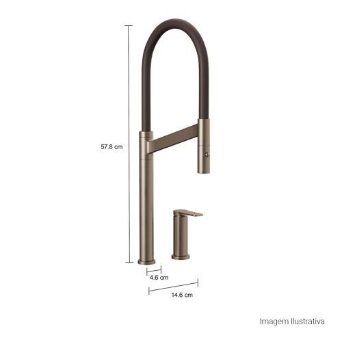Misturador Monocomando de Mesa para Cozinha Deca Colore Corten e Marrom