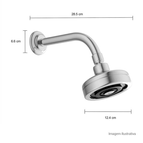 Chuveiro Deca de Parede com Tubo e Entrada de Ar Acqua Plus Standart Cromado