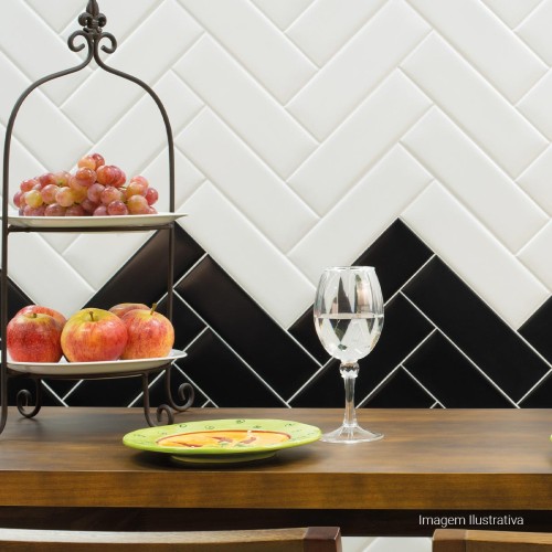 Porcelanato Monocromatico Matte 8x25cm Branco - Portinari Decora Wh Mat Bold