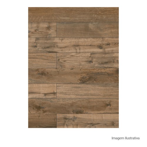 Porcelanato Acetinado Amadeirado 20x120cm Marrom - Portinari Arbo Hd Carvalho Hd Act Esmaltado Retificado
