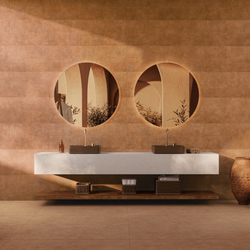 Porcelanato Cimentício Matte 40x120cm Vermelho - Portinari Argilas Decor Srd Matte Esmaltado Retificado - 6063273a