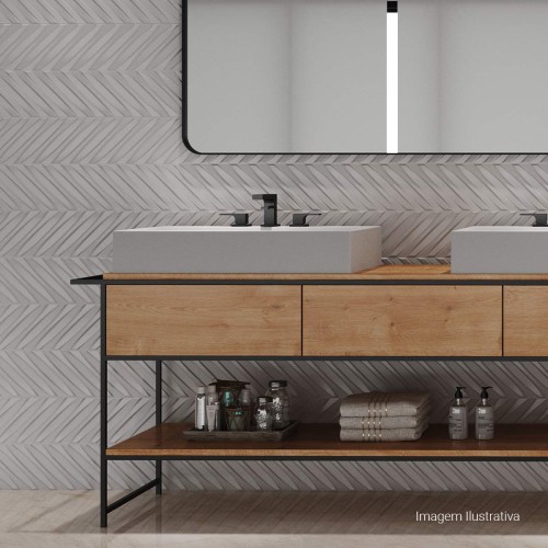 Porcelanato Monocromatico Matte 33x100cm Branco - Portinari Coral Marble Decor Wh Retificado