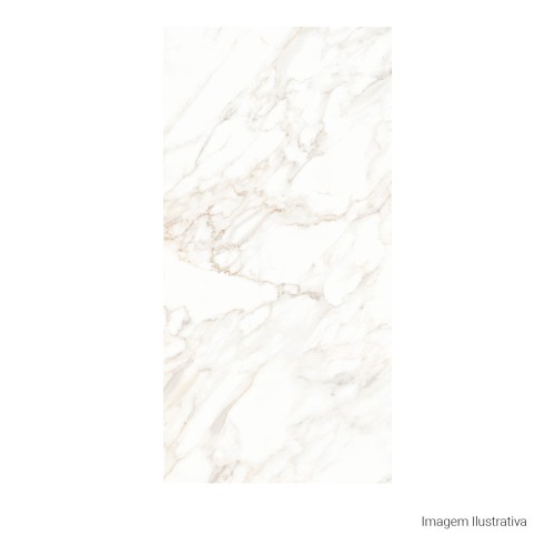 Porcelanato Polido Marmorizado 120x240cm Branco - Portinari Monumental Calacata Wh Pol Retificado
