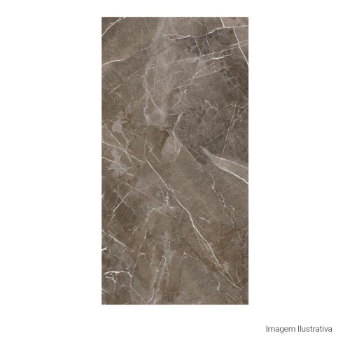 Porcelanato Polido Marmorizado 120x240cm Cinza - Portinari Soneto Marble Dgr Pol Retificado
