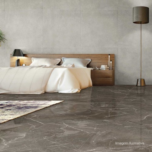 Porcelanato Polido Marmorizado 120x240cm Cinza - Portinari Soneto Marble Gr Pol Retificado