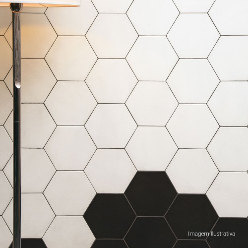 Porcelanato Monocromatico Natural 17,5x17,5cm Preto - Portinari Rima Hexa Bk Nat Esmaltado Bold