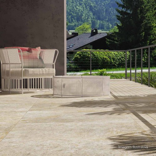 Porcelanato Pedra Hard 80x80cm Bege - Portinari Rochedo Be Esmaltado Retificado