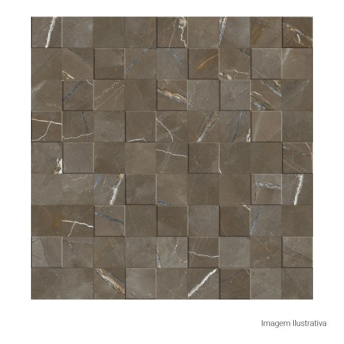 Porcelanato Marmorizado Matte 60x60cm Marrom - Portinari Simetria Marble Bw Esmaltado Retificado