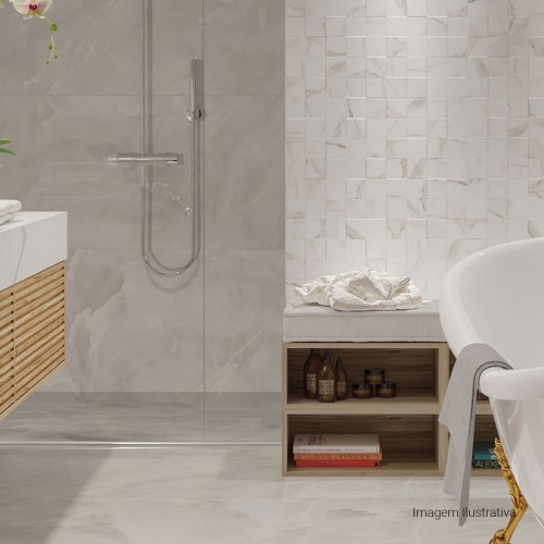 Porcelanato Marmorizado Matte 60x60cm Branco - Portinari Simetria Marble Wh Esmaltado Retificado