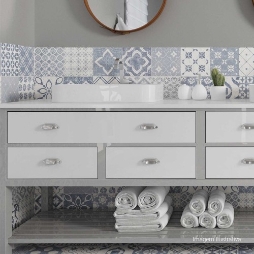 Porcelanato Decorado Natural 60x60cm Azul - Portinari Lisboa Bl Nat Esmaltado Retificado
