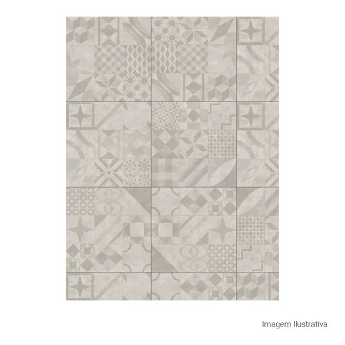 Porcelanato Decorado Natural 60x60cm Cinza - Portinari Lisboa Gr Nat Esmaltado Retificado