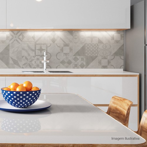 Porcelanato Decorado Natural 60x60cm Cinza - Portinari Lisboa Gr Nat Esmaltado Retificado