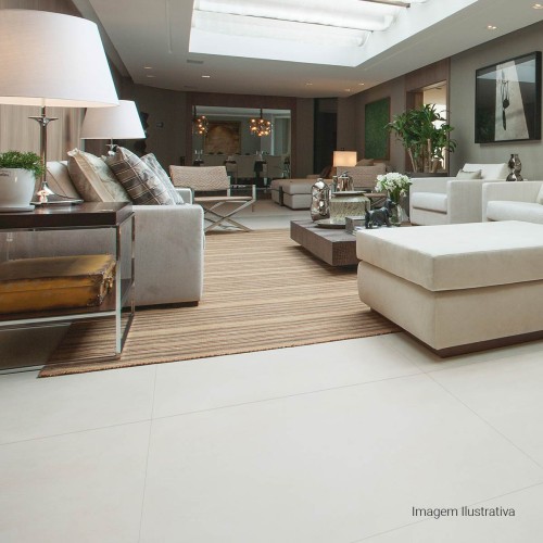 Porcelanato Acetinado Cimentício 60x60cm Branco - Portinari Loft Wh Esmaltado Retificado