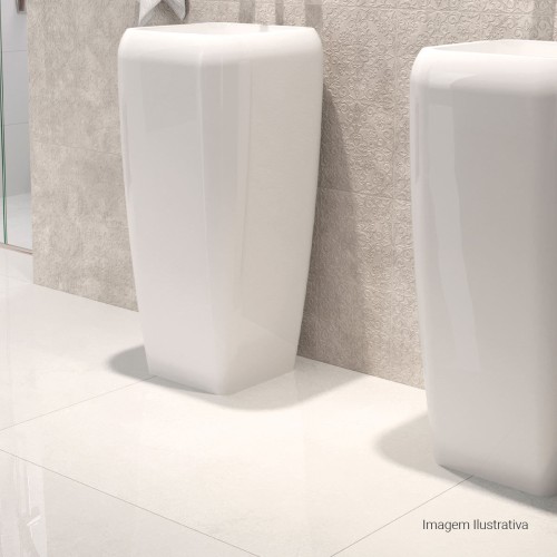 Porcelanato Acetinado Cimentício 60x60cm Branco - Portinari Loft Wh Esmaltado Retificado