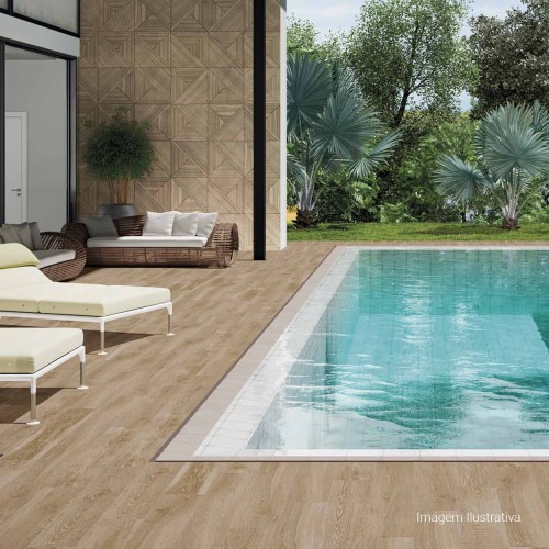 Porcelanato Amadeirado Natural 60x60cm Bege - Portinari Luthier Decor Be Nat Esmaltado Retificado