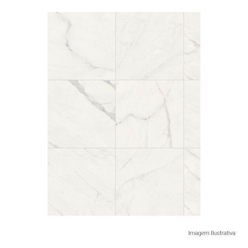 Porcelanato Polido Marmorizado 90x90cm Branco - Portinari Palazzo Covelano Pol Pietra Prime Retificado