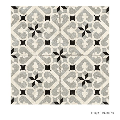 Porcelanato Acetinado Decorado 60x60cm Multicolor - Ceusa Ladrilho Amur Esmaltado Retificado