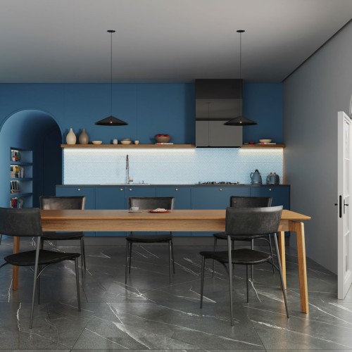 Porcelanato Pedra Natural 120x120cm Cinza - Ceusa Dark Stone Dgr Nat Esmaltado Retificado