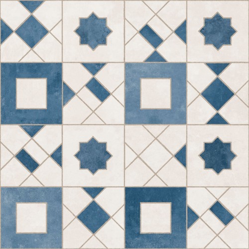Porcelanato Decorado Natural 60x60cm Azul - Ceusa Ladrilho Marroquino Bl Nat Esmaltado Retificado