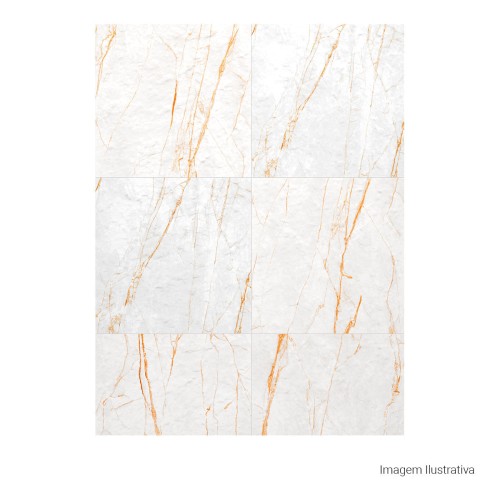 Porcelanato Marmorizado Natural 120x120cm Branco - Ceusa Golden Fantasy Wh Nat Esmaltado Retificado