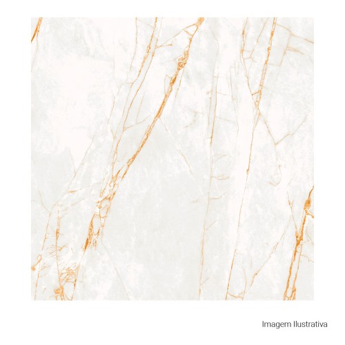 Porcelanato Polido Marmorizado 120x120cm Branco - Ceusa Golden Fantasy Wh Pol Retificado
