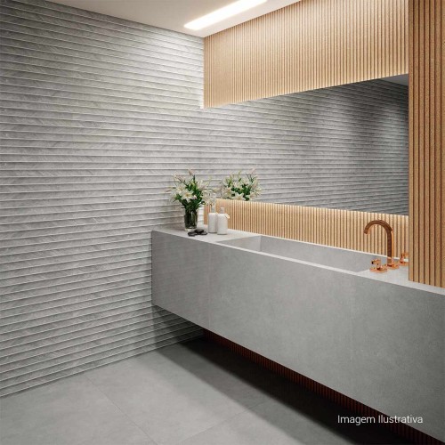 Porcelanato Acetinado Cimentício 80x80cm Cinza - Ceusa Wind Esmaltado Retificado