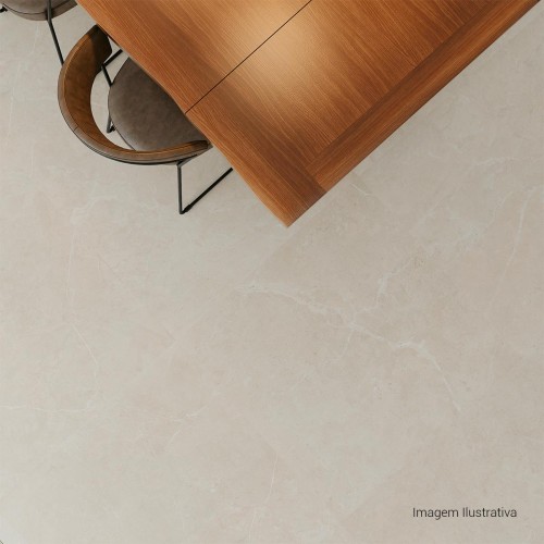 Porcelanato Acetinado Marmorizado 100x100cm Bege - Ceusa Escala Quebec Esmaltado Retificado