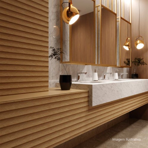 Porcelanato Acetinado Amadeirado 32x100cm Marrom - Ceusa Escala Traços Legno Esmaltado Retificado