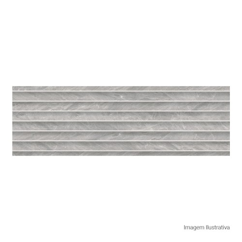 Porcelanato Acetinado Marmorizado 32x100cm Cinza - Ceusa Escala Traços Chicago Esmaltado Retificado