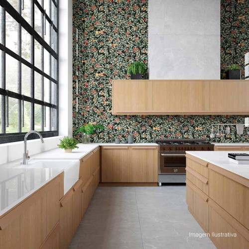 Porcelanato Acetinado Marmorizado 80x80cm Cinza - Ceusa Escala Vancouver Esmaltado Retificado