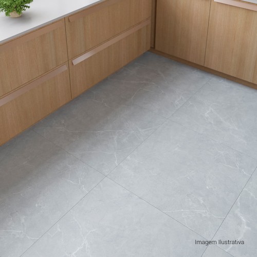 Porcelanato Acetinado Marmorizado 80x80cm Cinza - Ceusa Escala Vancouver Esmaltado Retificado