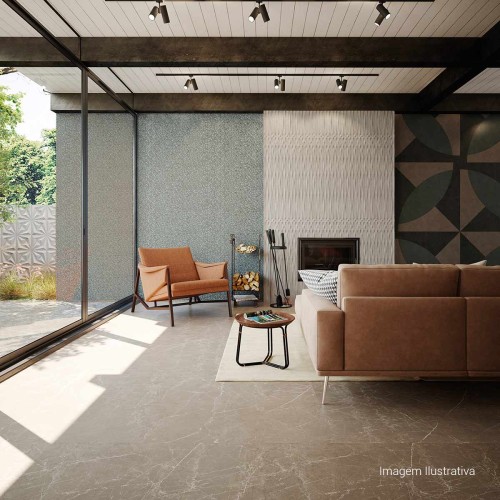 Porcelanato Acetinado Marmorizado 80x80cm Cinza - Ceusa Escala Toronto Esmaltado Retificado