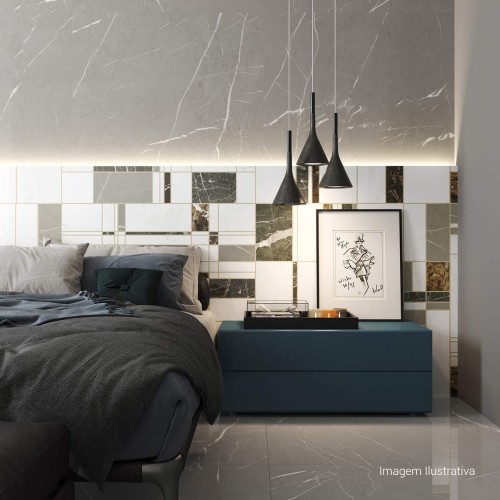 Porcelanato Polido Marmorizado 100x100cm Cinza - Ceusa Escala Pulpis Retificado