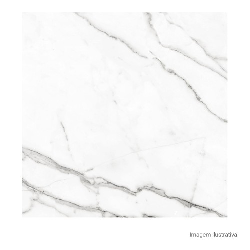 Porcelanato Polido Marmorizado 100x100cm Branco - Ceusa Escala Rimini Retificado