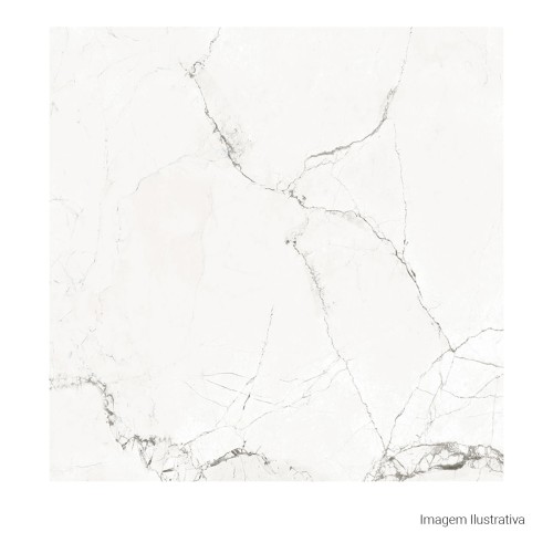Porcelanato Acetinado Marmorizado 80x80cm Branco - Ceusa Venatino Esmaltado Retificado