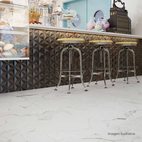 Porcelanato Acetinado Marmorizado 80x80cm Branco - Ceusa Venatino Esmaltado Retificado