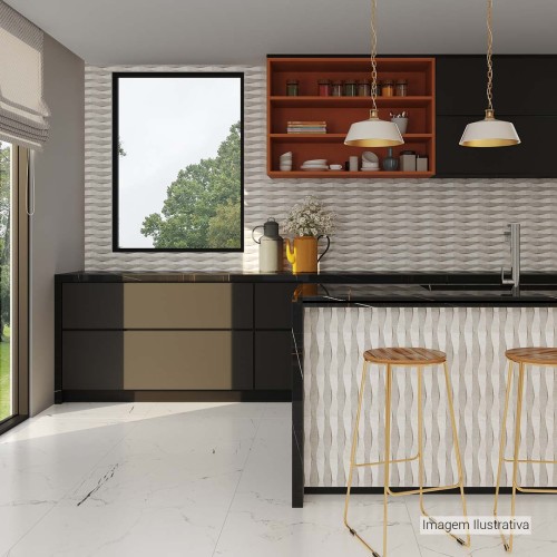 Porcelanato Acetinado Marmorizado 80x80cm Branco - Ceusa Venatino Esmaltado Retificado