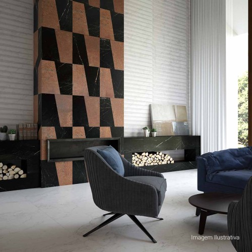 Porcelanato Acetinado Marmorizado 80x80cm Branco - Ceusa Carrara Esmaltado Retificado