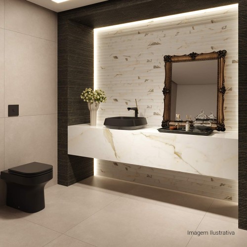 Porcelanato Acetinado Marmorizado 32x100cm Branco - Ceusa Escala Traços Monaco Esmaltado Retificado