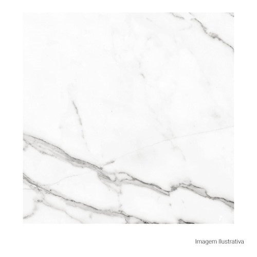 Porcelanato Acetinado Marmorizado 80x80cm Branco - Ceusa Escala Rimini Esmaltado Retificado