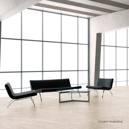 Porcelanato Acetinado Marmorizado 80x80cm Bege - Ceusa Travertino Veins Esmaltado Retificado
