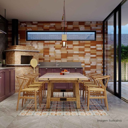 Cerâmica Decorado Acetinado 45x65cm Cinza - Ceusa Escama Malena Retificado