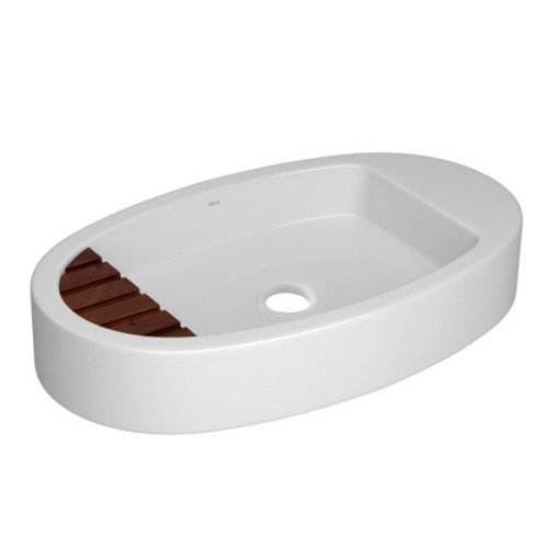 Cuba de Apoio Deca com Mesa e Saboneteira em Madeira Oval Branco