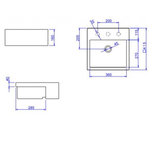 Cuba de Semi Encaixe Quadrada com Mesa Deca 42x42cm Ébano Linha L