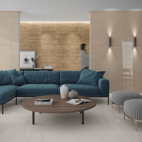 Porcelanato Polido Cimentício 120x120cm Bege - Portinari Citta Be Pol Retificado