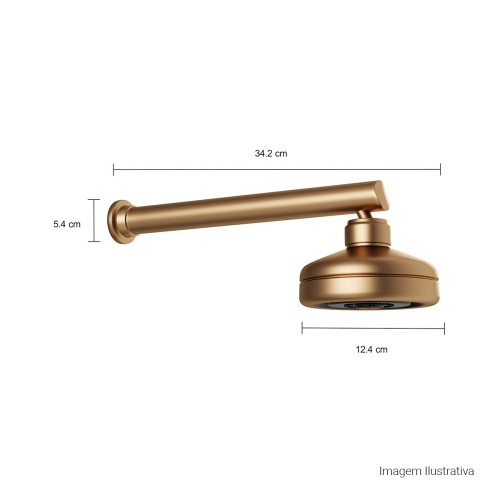 Chuveiro com Tubo Reto de Parede Acqua Plus Gold Matte
